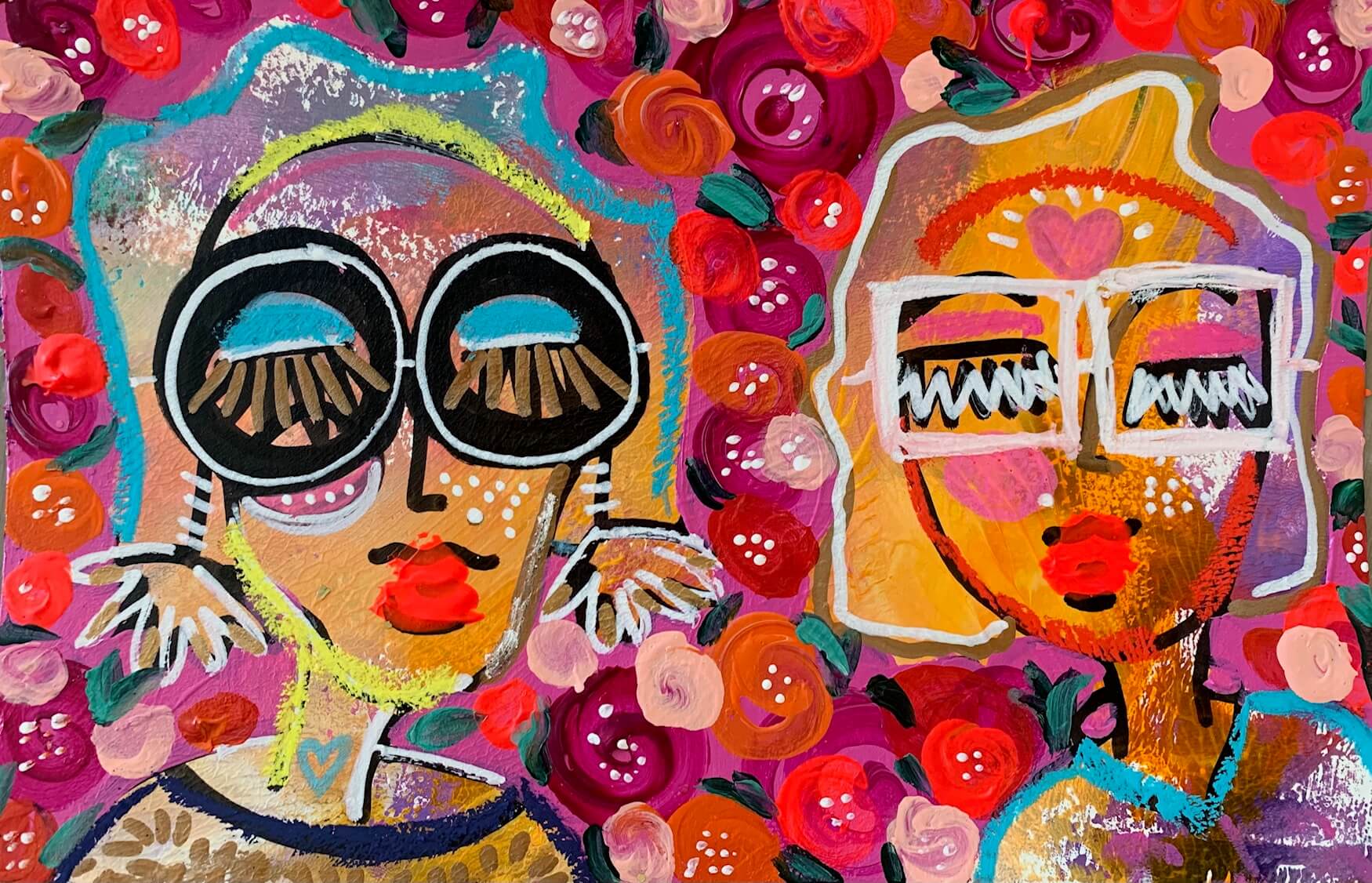 Acrylic painting of two females by Jaclyn Altieri